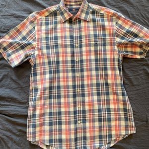 Vineyard Vines Casual Button Down Plaid Blue and Pink Size M